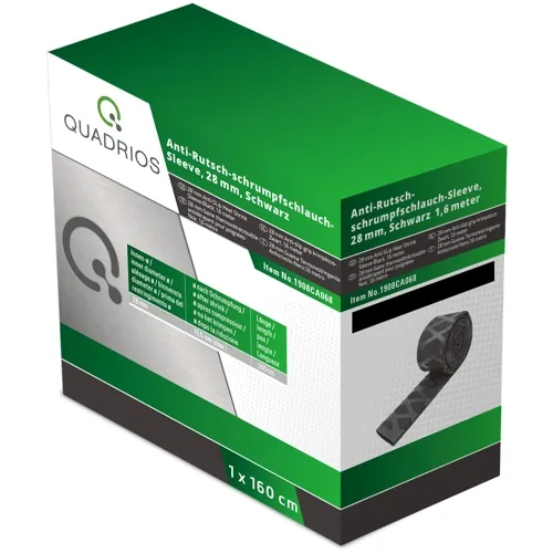 Mid-Range 2:1 Heat Shrink Tubing - 28/15.5mm Black PE 1.6m for Medium Cables &amp; Tool Handles | QUADRIOS 1908CA068