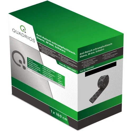 Durable 2:1 Heat Shrink Tubing - 30/17.5mm Black PE 1.6m for Medium-Large Cables & Tool Handles | QUADRIOS 1908CA069