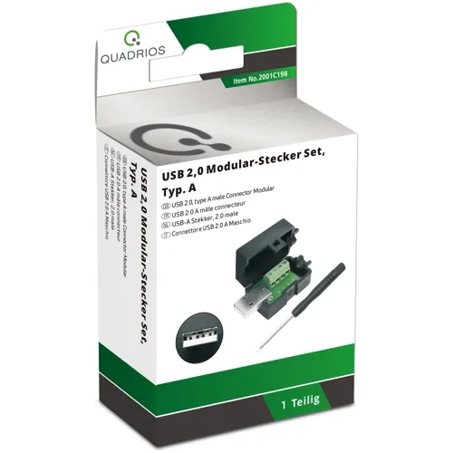 USB 2.0 Type-A Plug Kit – 4-Pin Screw Terminal Field Assembly | QUADRIOS 2001C198