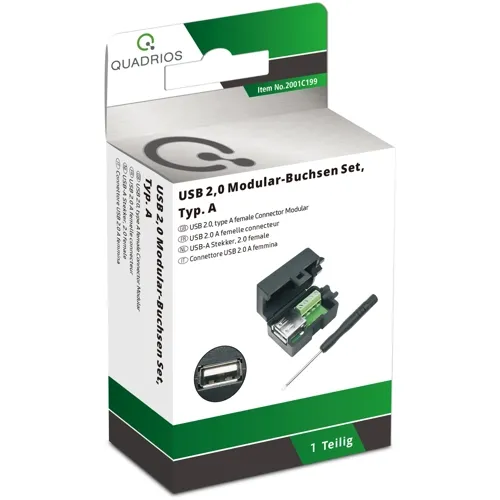 USB 2.0 Type-A Socket Kit – 4P Screw | QUADRIOS 2001C199