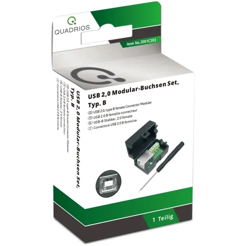 USB 2.0 Type-B Socket Kit – 4P Screw | QUADRIOS 2001C203