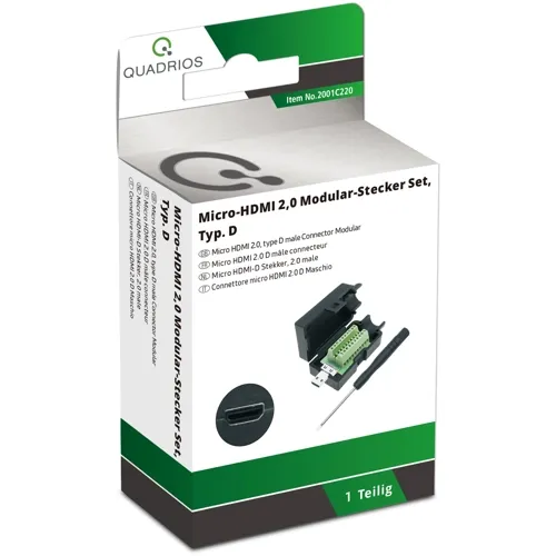 Micro HDMI Type D Connector Kit – 20-Pin Screw Terminal for Field Assembly | QUADRIOS 2001C220