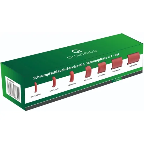 2:1 Heat Shrink Tubing Kit – 7 Rolls Red PE (2-16.5mm) | QUADRIOS 2004CA100
