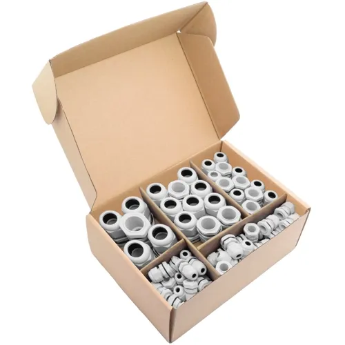 M12 to M32 IP68 Light Gray Cable Gland Kit - 60pcs Metric Thread PA66 Assortment | QUADRIOS 2009CA108