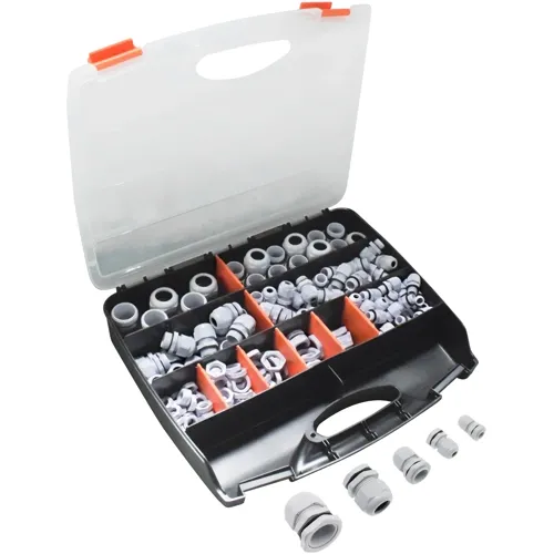 M12-M32 IP68 Cable Gland Kit – 224pcs 10 Sizes Light Gray Metric Assortment | QUADRIOS 2009CA109