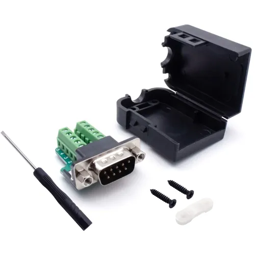 D-Sub 9-Pin Male Connector Kit with Housing – Straight Screw Connection | QUADRIOS 2010C248
