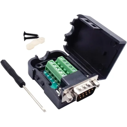 D-Sub 9-Pin Male Connector Kit with Housing – Straight Screw Connection | QUADRIOS 2010C248