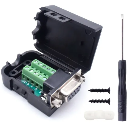 D-Sub 9-Pin Female Connector Kit with Housing – Straight Screw Connection (Screw Locking) | QUADRIOS 2010C249