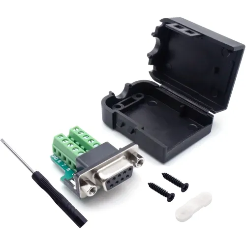 D-Sub 9-Pin Female Connector Kit with Housing – Straight Screw Connection (Screw Locking) | QUADRIOS 2010C249