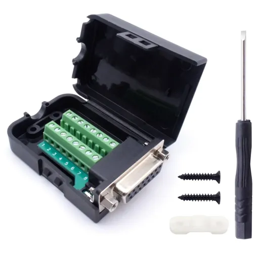 15-Pin D-Sub Female Kit – Screw Terminal, Threaded Bolt | QUADRIOS 2010C251