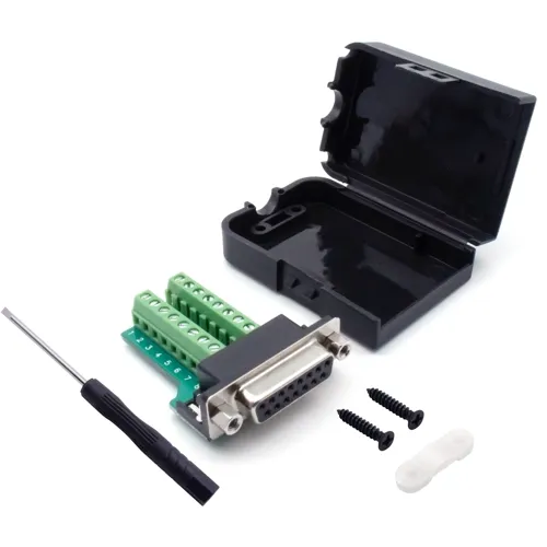 15-Pin D-Sub Female Kit – Screw Terminal, Threaded Bolt | QUADRIOS 2010C251