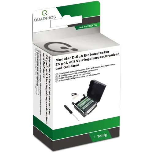 25-Pin D-Sub Male Kit – Screw Terminal, Screw Locking | QUADRIOS 2010C260