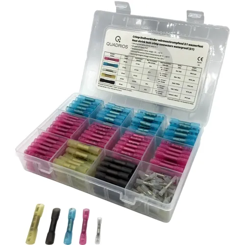 340pc Heat Shrink Butt Connector Kit – Crimp & Seal, 0.3-6mm² | QUADRIOS 2011C397