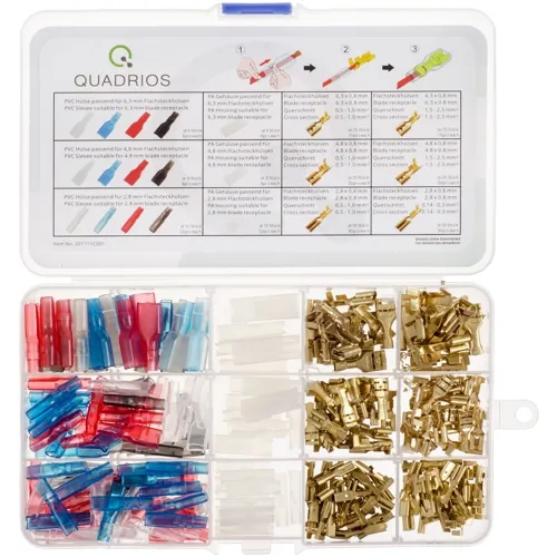 260pc Flat Receptacle Kit – 2.8/4.8/6.3mm Tabs for Appliance Repair | QUADRIOS 201711C001