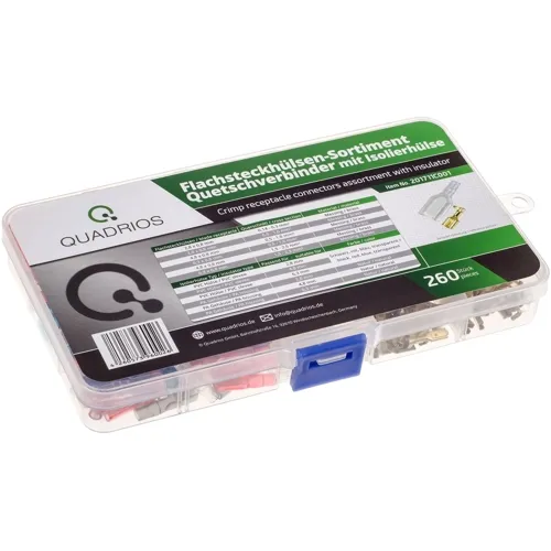 260pc Flat Receptacle Kit – 2.8/4.8/6.3mm Tabs for Appliance Repair | QUADRIOS 201711C001