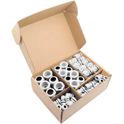 PG7 to PG25 IP68 White Cable Gland Kit - 60pcs PA66 Assortment with Storage Box | QUADRIOS 2102CA113