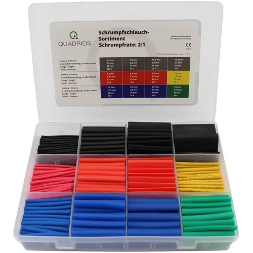 2:1 Heat Shrink Tubing Kit – 620pcs Colorful Assortment (1-13mm) | QUADRIOS 2103CA001