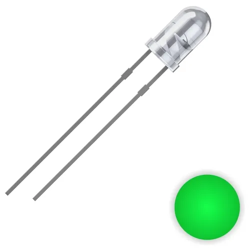 LED 3mm Green 520nm 8000mcd 25° THT | QUADRIOS 2111O176