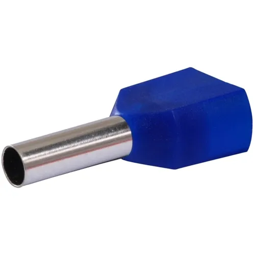 100pcs Blue Twin Wire Ferrules 2.5mm² – Dual Entry for Two Conductors | QUADRIOS 22C437