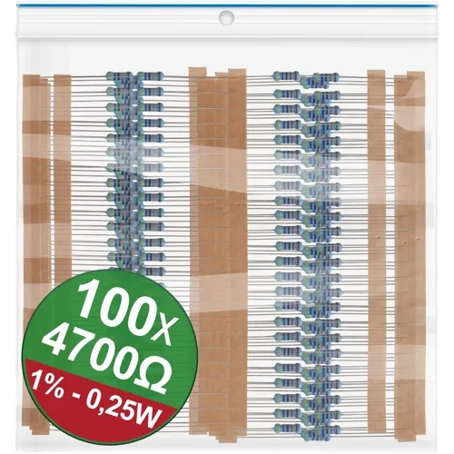 4.7kΩ Metal Film Resistor – 0.25W 1% Precision for I²C Pull-Ups | QUADRIOS 22P049