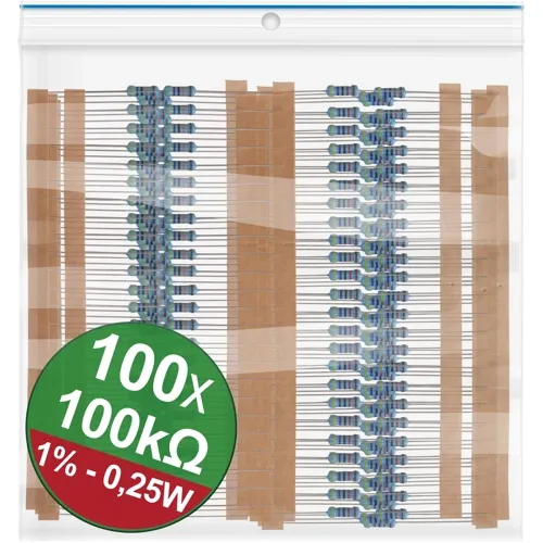 High Impedance? Grab 100kΩ Resistors – 0.25W 1% Metal Film | QUADRIOS 22P054