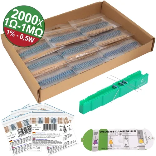 2000 Metal Film Resistors in One Box – QUADRIOS 23P130 for Prototyping and Production