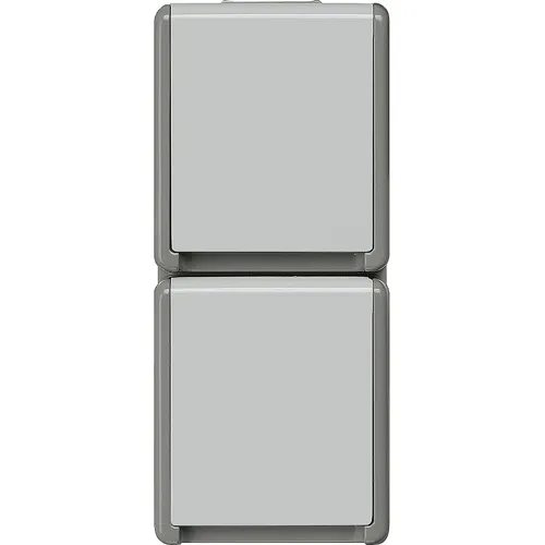 Siemens 5UB4724 DELTA flache Gray Schuko Double Socket Outlet, Vertical IP44 Surface-Mounted 16A 250V