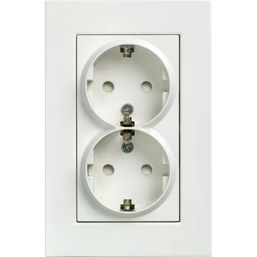 Siemens 5UB2213-3 DELTA miro White Schuko Double Socket Outlet with Frame and Screw Terminals, 10/16A 250V