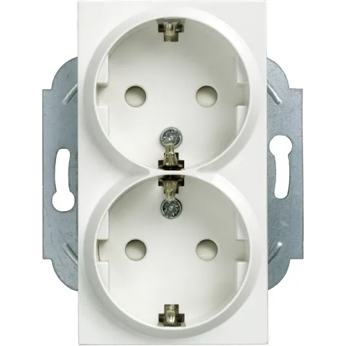 Siemens 5UB2212-3 DELTA miro White Schuko Double Socket Outlet with Plug-in Terminals and Claw Mounting, 10/16A 250V