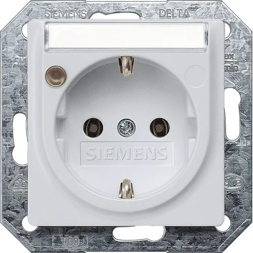 Siemens 5UB1935 DELTA i-system Aluminum Metallic Schuko Socket with Labeling Field and Status Indicator, 10/16A 250V