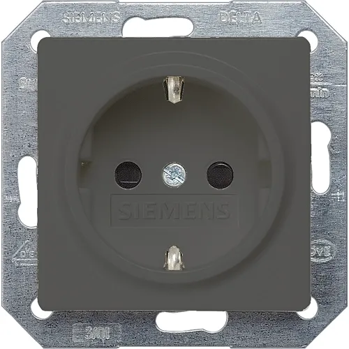 Siemens 5UB1924 DELTA i-system Carbon Metallic Schuko Socket with Touch Protection, 16A 250V