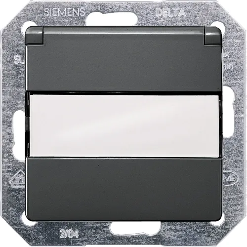 Siemens 5UB1922 DELTA i-system Carbon Metallic Schuko Socket with Hinged Cover and Labeling Field, 16A 250V