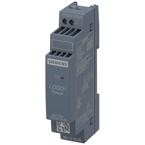 Siemens 6EP3320-6SB00 LOGO!Power 10.8W DIN Rail Power Supply, 12VDC 0.9A, Ultra-Compact 18mm