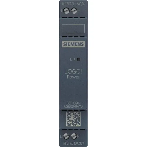 Siemens 6EP3320-6SB00 LOGO!Power 10.8W DIN Rail Power Supply, 12VDC 0.9A, Ultra-Compact 18mm