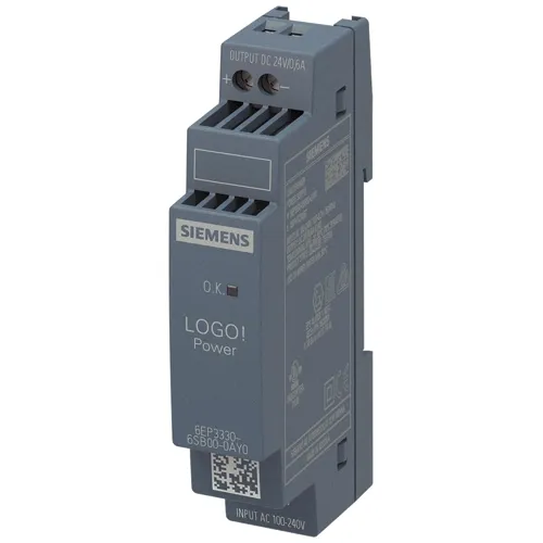 Siemens 6EP3330-6SB00 LOGO!Power 14.4W DIN Rail Power Supply, 24VDC 0.6A, Ultra-Compact 18mm