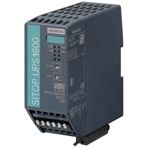 SITOP UPS1600 24V DC UPS, 10A, 240W for Battery-Based Hour-Scale Industrial Backup