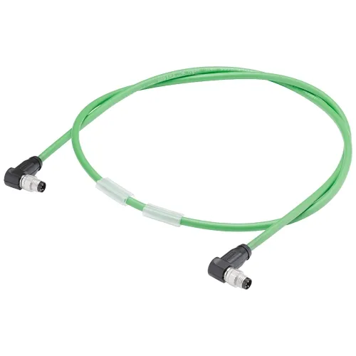 Siemens 6ES7194-2MH10 Angled M8 Plug-to-Plug PROFINET Bus Cable for ET 200AL, 1m Green PUR