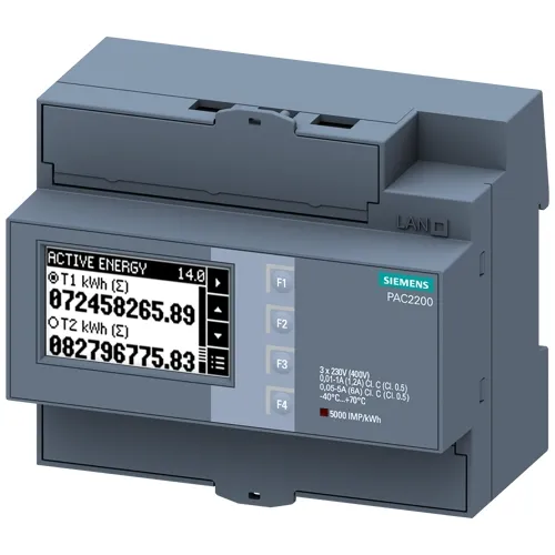 Siemens 7KM2200-2EA30-1CA1 PAC2200 Energy Meter, 3-Phase, M-Bus, DIN Rail
