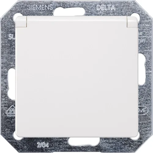 Siemens 5UB1917 White Schuko Socket with Hinged Cover, DELTA i-system, 16 A 250 V