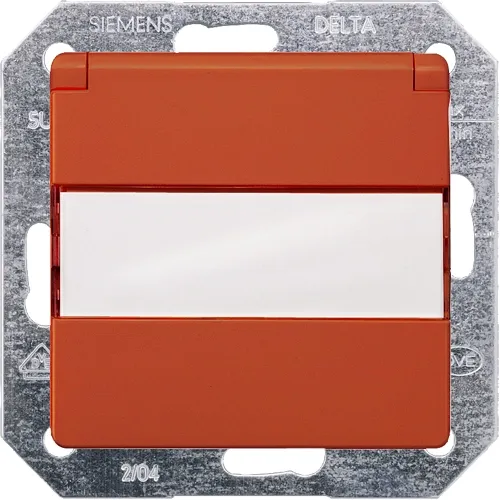 Siemens 5UB1914 Orange Schuko Socket with Hinged Cover & Labeling Field, DELTA i-system, 16 A 250 V
