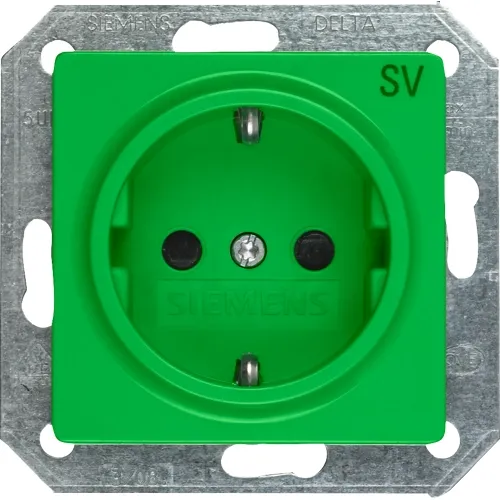 Siemens 5UB1900 Green Schuko Socket with Increased Touch Protection, DELTA i-system, 16 A 250 V