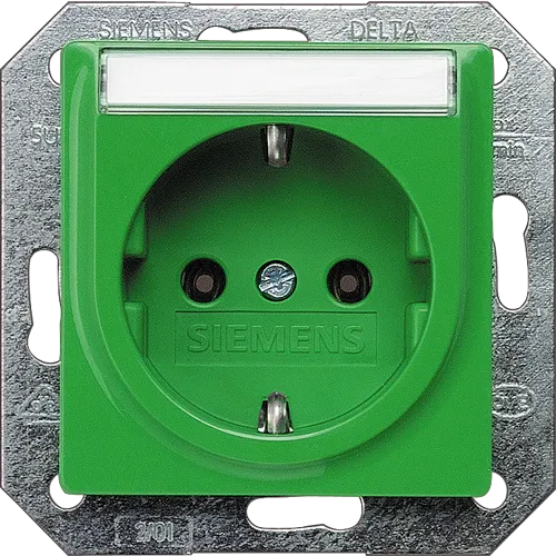 Siemens 5UB1537 Green Schuko Socket Outlet with Labeling Field, 16 A 250 V