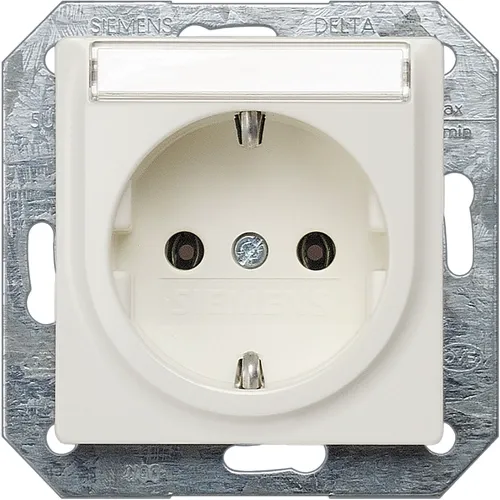 Siemens 5UB1515 DELTA i-system Type F SCHUKO Socket with Labeling Field, Titanium White, 16A/250V — Built-In Circuit Identification