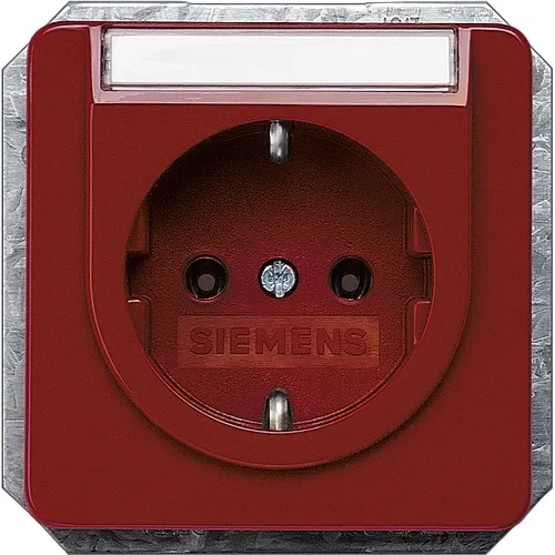 Siemens 5UB1476 DELTA profil Type F SCHUKO Socket, Red, 16A/250V — Labeling Field for Emergency Power Circuits