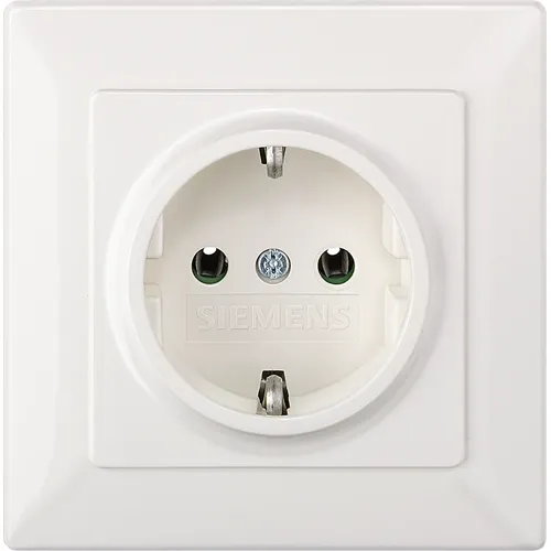 Siemens 5UB1580 White Schuko Socket Outlet, DELTA Line Full-Plate Complete Unit 16A 250V