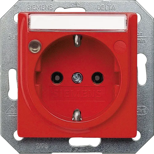 Siemens 5UB1563 Orange Schuko Socket Outlet with Label Window and Status Indicator, 16A 250V