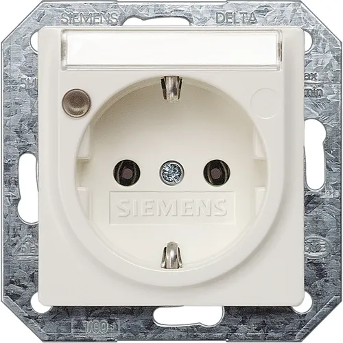 Siemens 5UB1560 Titan White Schuko Socket Outlet with Label Window and Status Indicator, 16A 250V