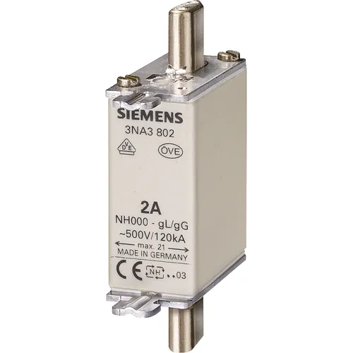 3NA3822 NH000 Fuse 63A gG, 500V/250V, 120kA – Siemens