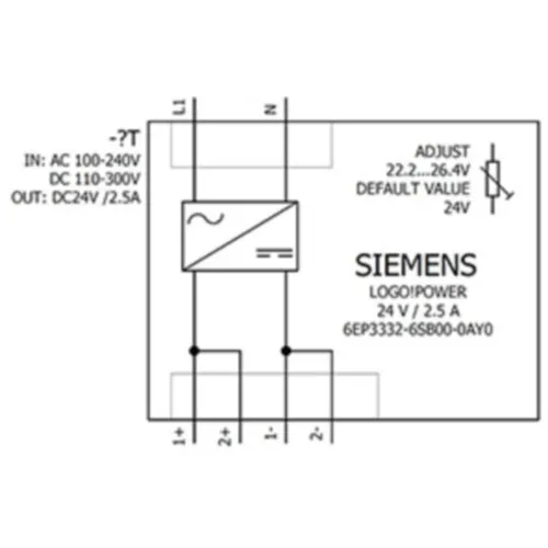 Siemens 6EP3332-6SB00 LOGO!Power 60W DIN Rail Power Supply, 24VDC 2.5A