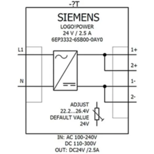 Siemens 6EP3332-6SB00 LOGO!Power 60W DIN Rail Power Supply, 24VDC 2.5A